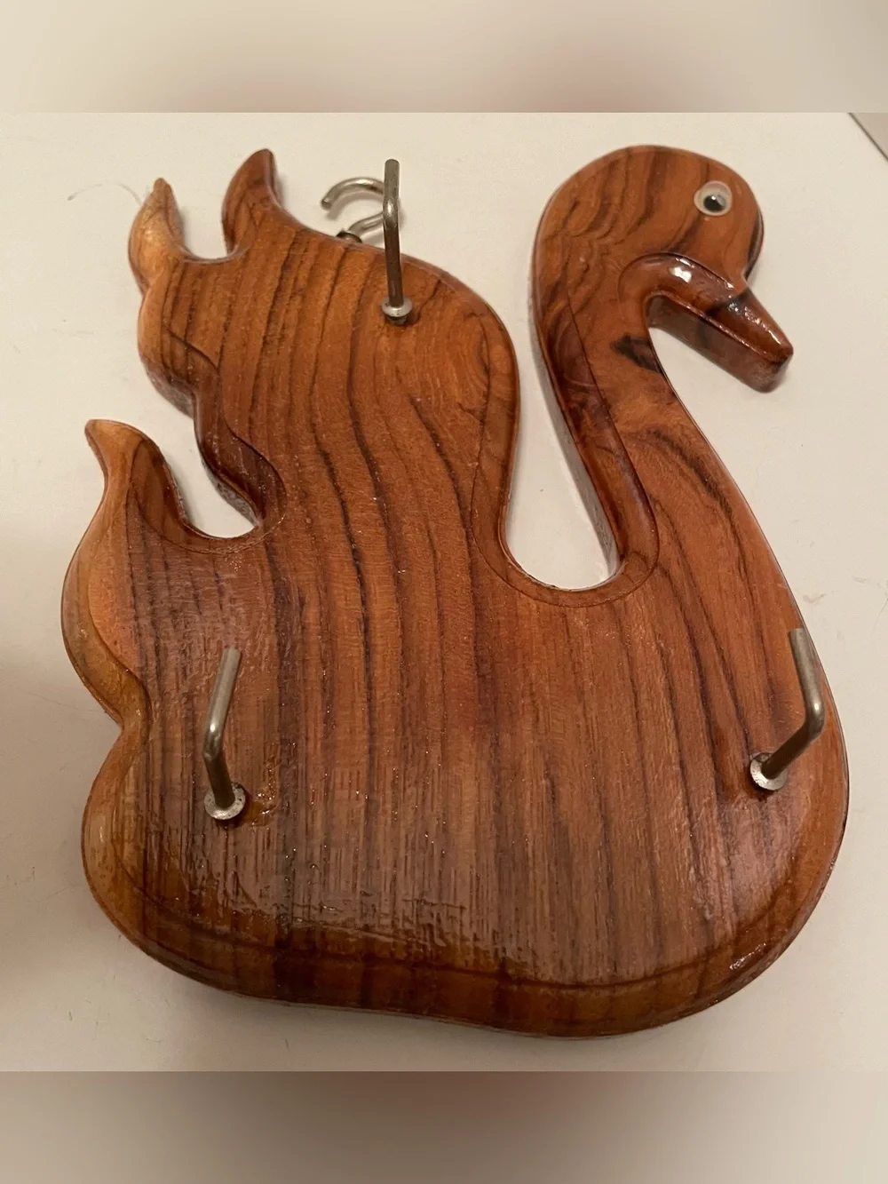 Vintage Wooden Swan Key Rack Cottage Core Retro